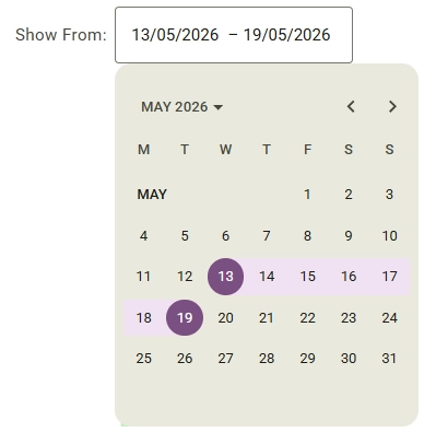 Client Filter Date Range Picker